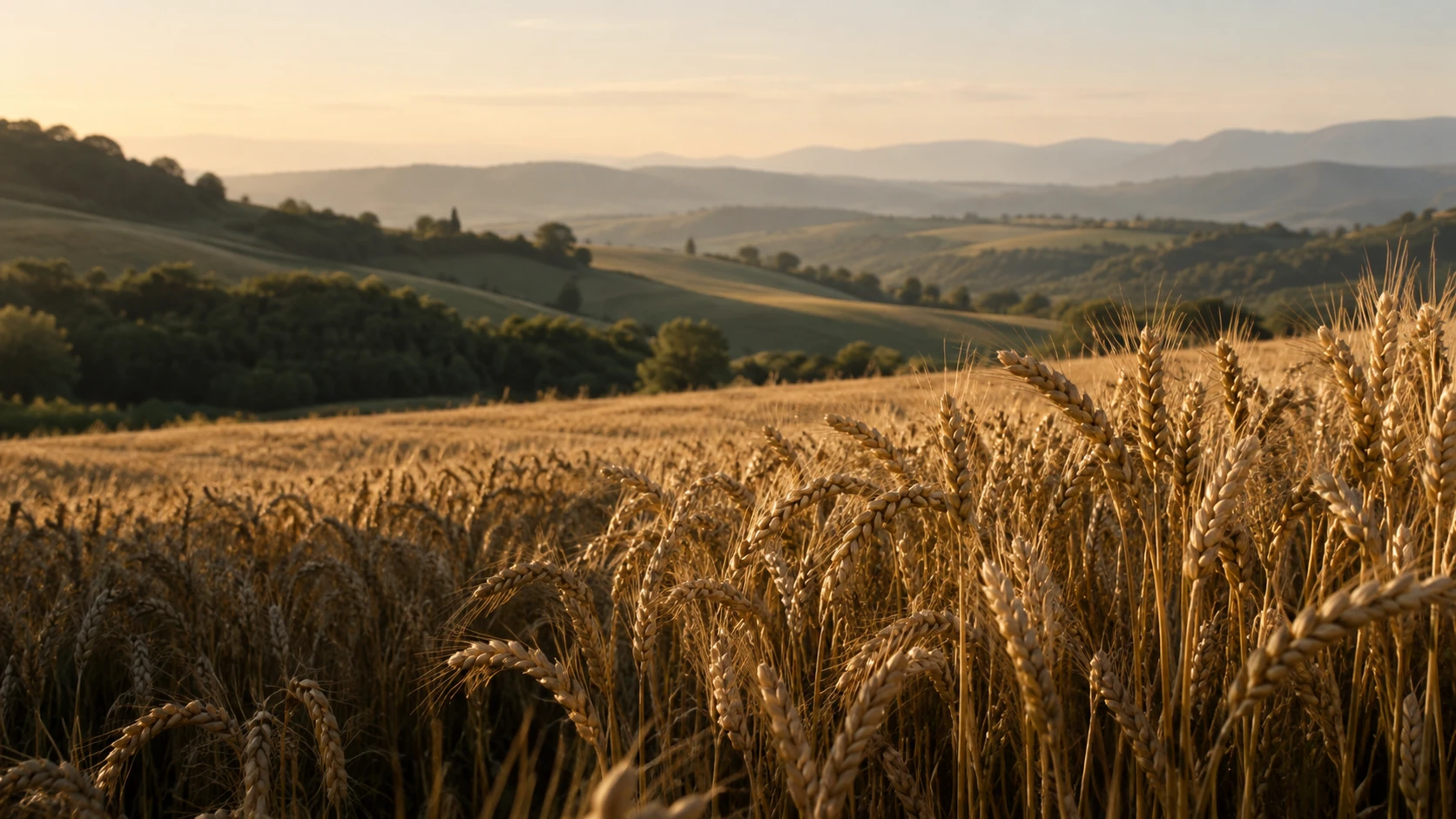 Golden wheat in warm natural side light